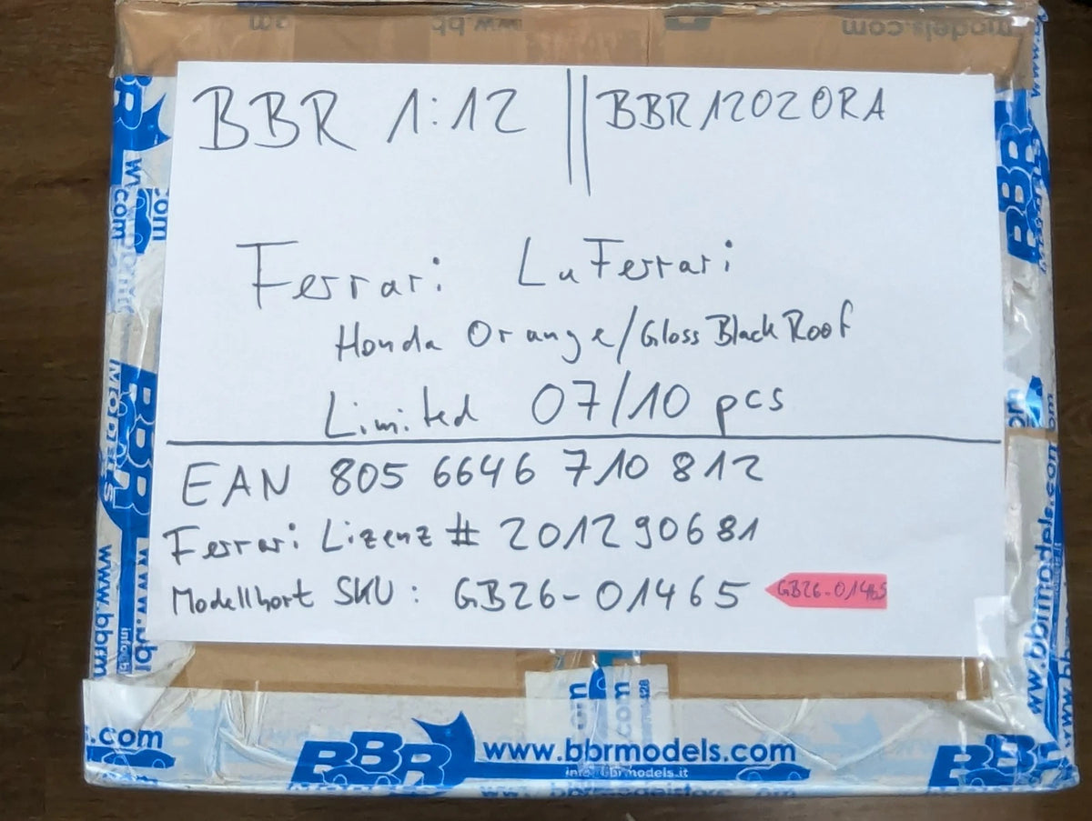 Modellautos 1:12 BBR Ferrari LaFerrari Honda Orange Gloss Black Roof L 07/10 OVP