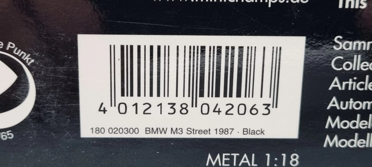 Modellautos 1:18 Minichamps 180 020300 BMW M3 Street 1987 Black OVP