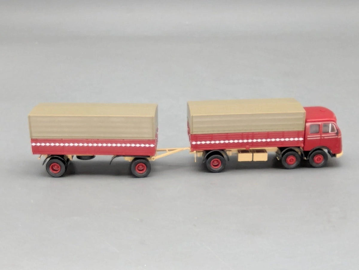 Lkw Modell H0 1:87 Brekina Mercedes Benz LP 333 Lastzug mit Anhänger OVP