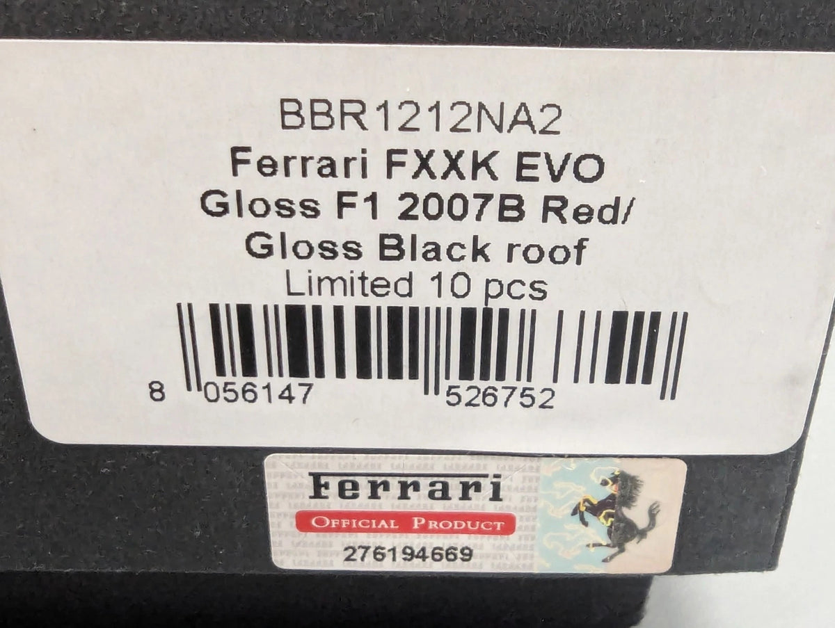 Modellautos 1:12 BBR Ferrari FXX-K EVO Gloss F1 2007B Red Ltd 00/10 Vitrine OVP