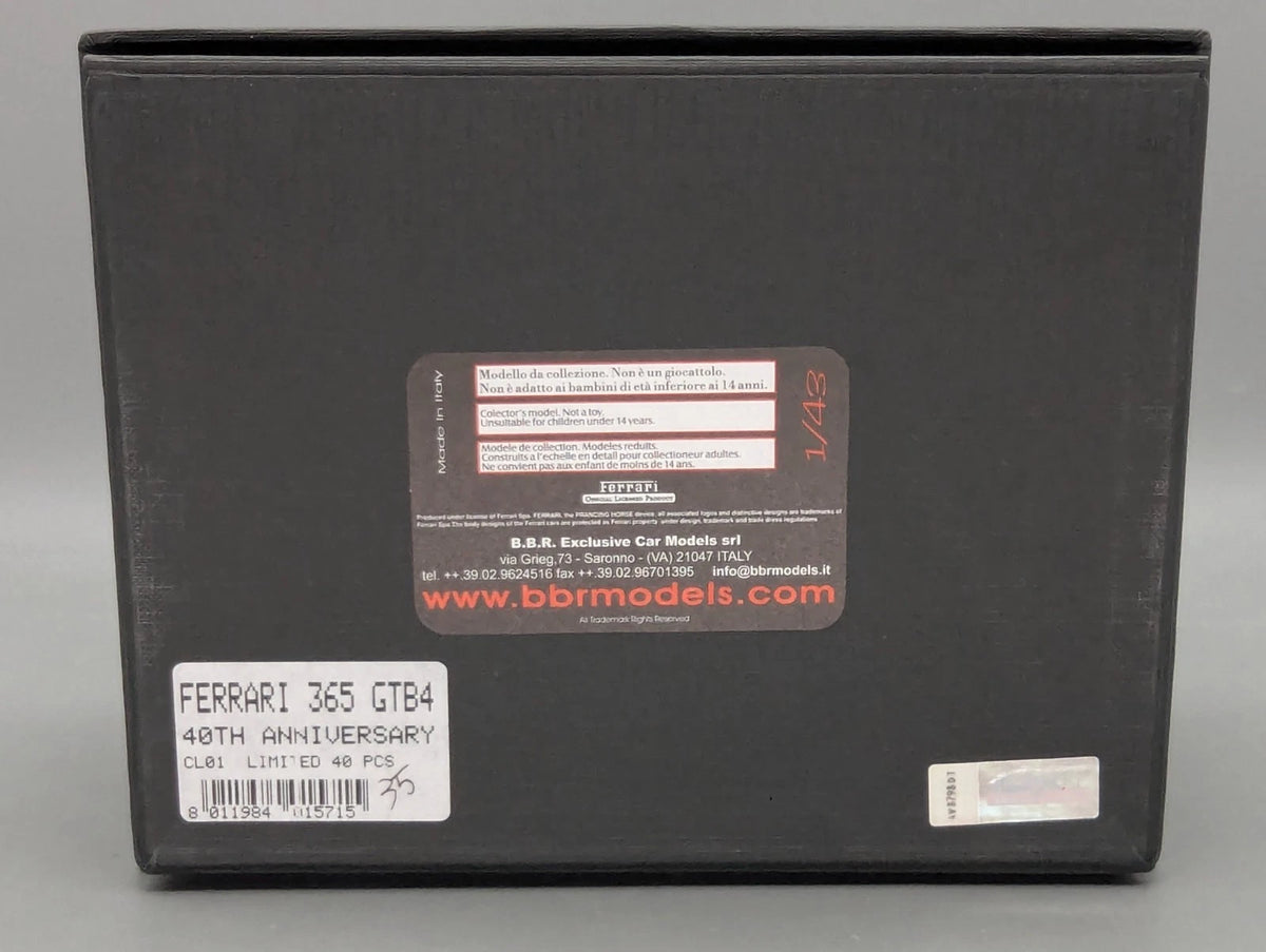 Modellautos 1:43 BBR Ferrari 365 GTB4 40th Anniversary Ltd 35/40 OVP