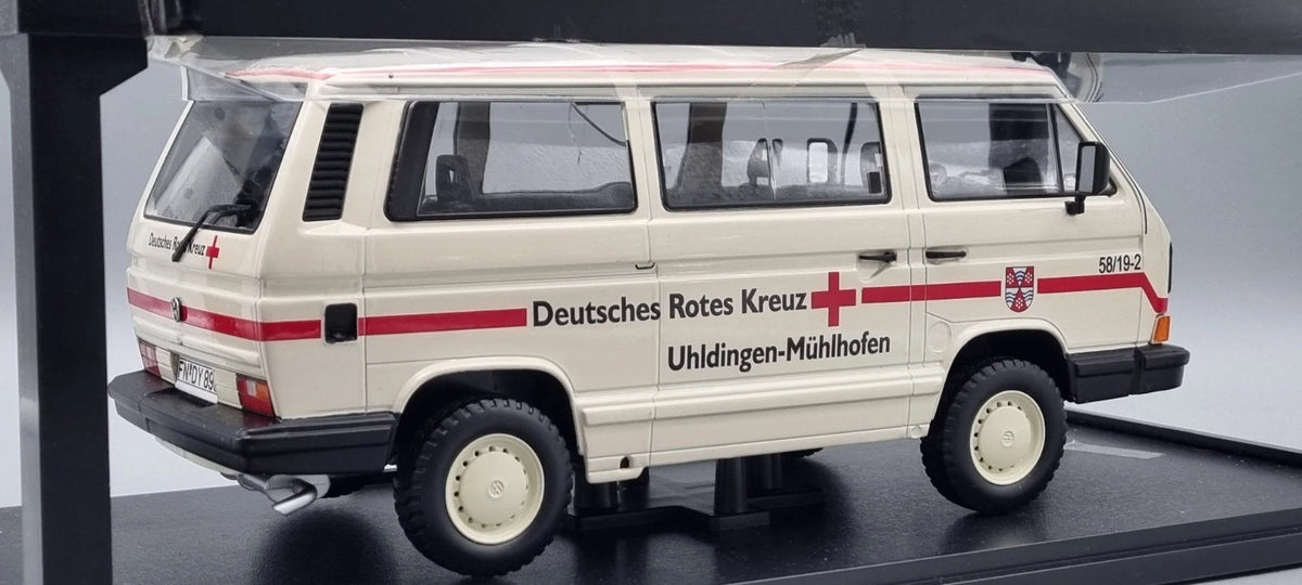 Modellautos 1:18 KK Scale VW Bus T3 Syncro Rotes Kreuz Uhldingen-Mühlhofen OVP