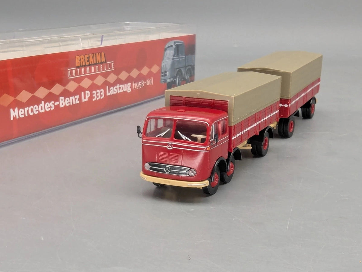 Lkw Modell H0 1:87 Brekina Mercedes Benz LP 333 Lastzug mit Anhänger OVP