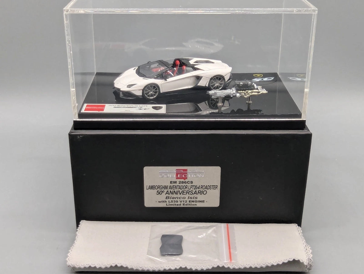 Eidolon Make Up 1:43 Lamborghini Aventador LP720-4 Roadster Engine Set Weiß OVP