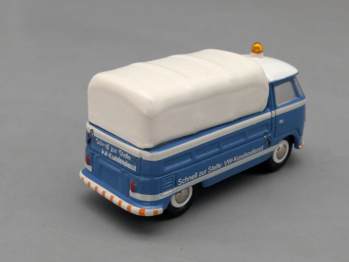Modellautos 1:90 Schuco Piccolo VW T1 Pritsche / Plane VW-Kundendienst in OVP