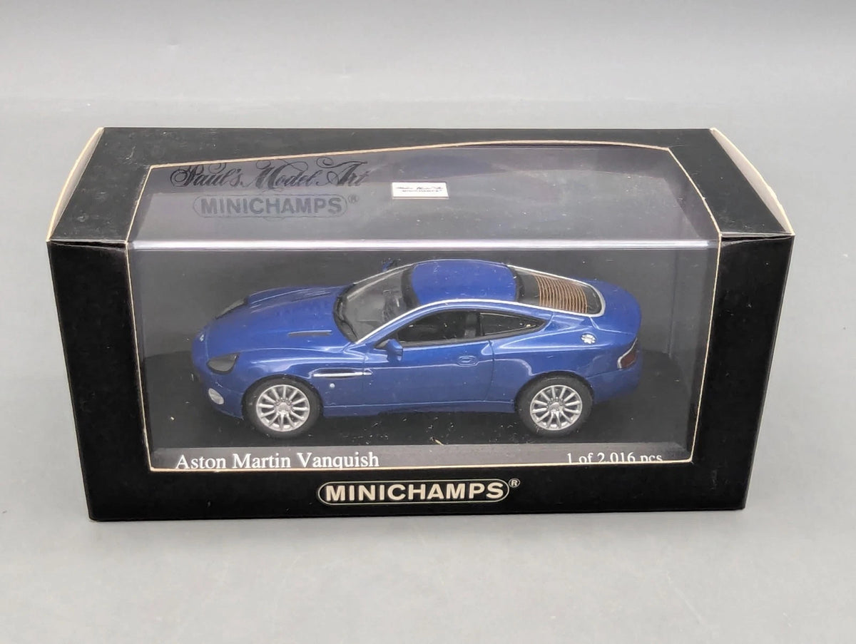 Modellautos 1:43 Minichamps Aston Martin Vanquish 2002 Blau Metallic mit OVP