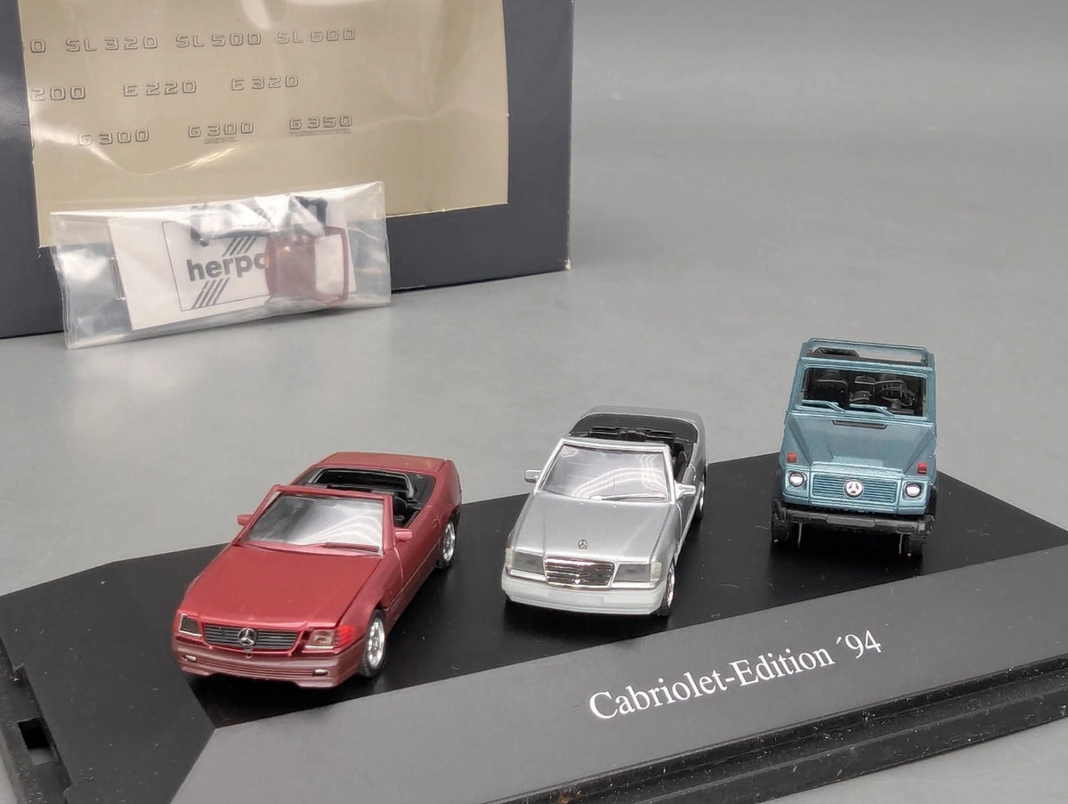 Modellauto H0 1:87 Herpa Mercedes Benz Cabriolet Edition '94 3-tlg Set mit OVP