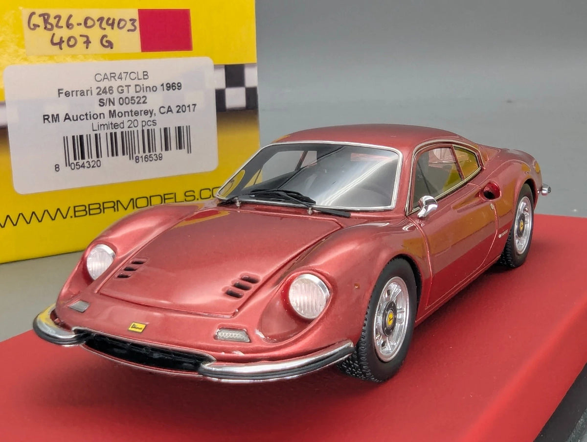 Modellautos 1:43 BBR Ferrari 246 GT Dino 1969 Auction CA 2017 07/20 mit OVP