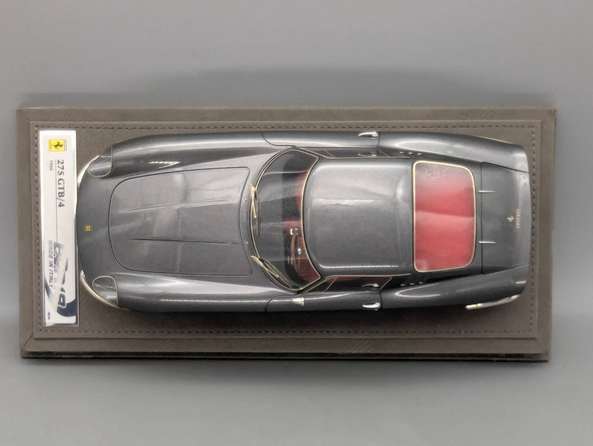Modellautos 1:18 BBR Ferrari 275 GTB/4 1966 Grigio Met 08/36 mit Vitrine und OVP