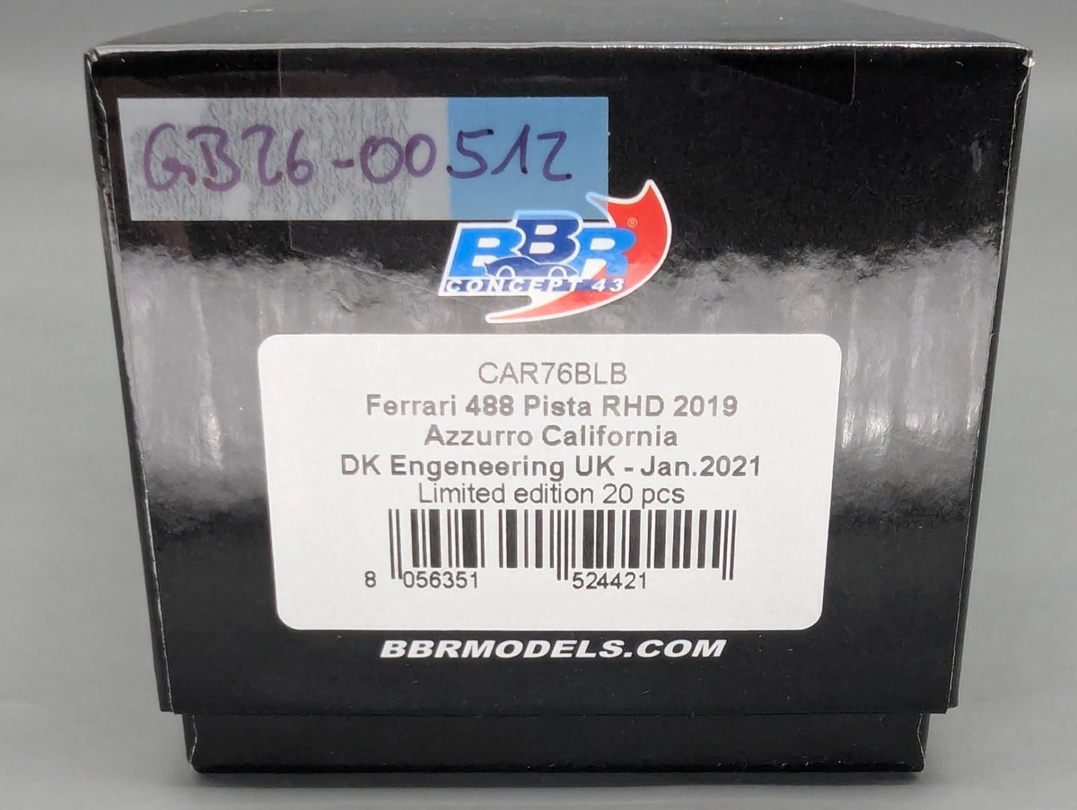 Modellautos 1:43 BBR Concept43 Ferrari 488 Pista RHD Azzurro Cali. Ltd 01/20 OVP