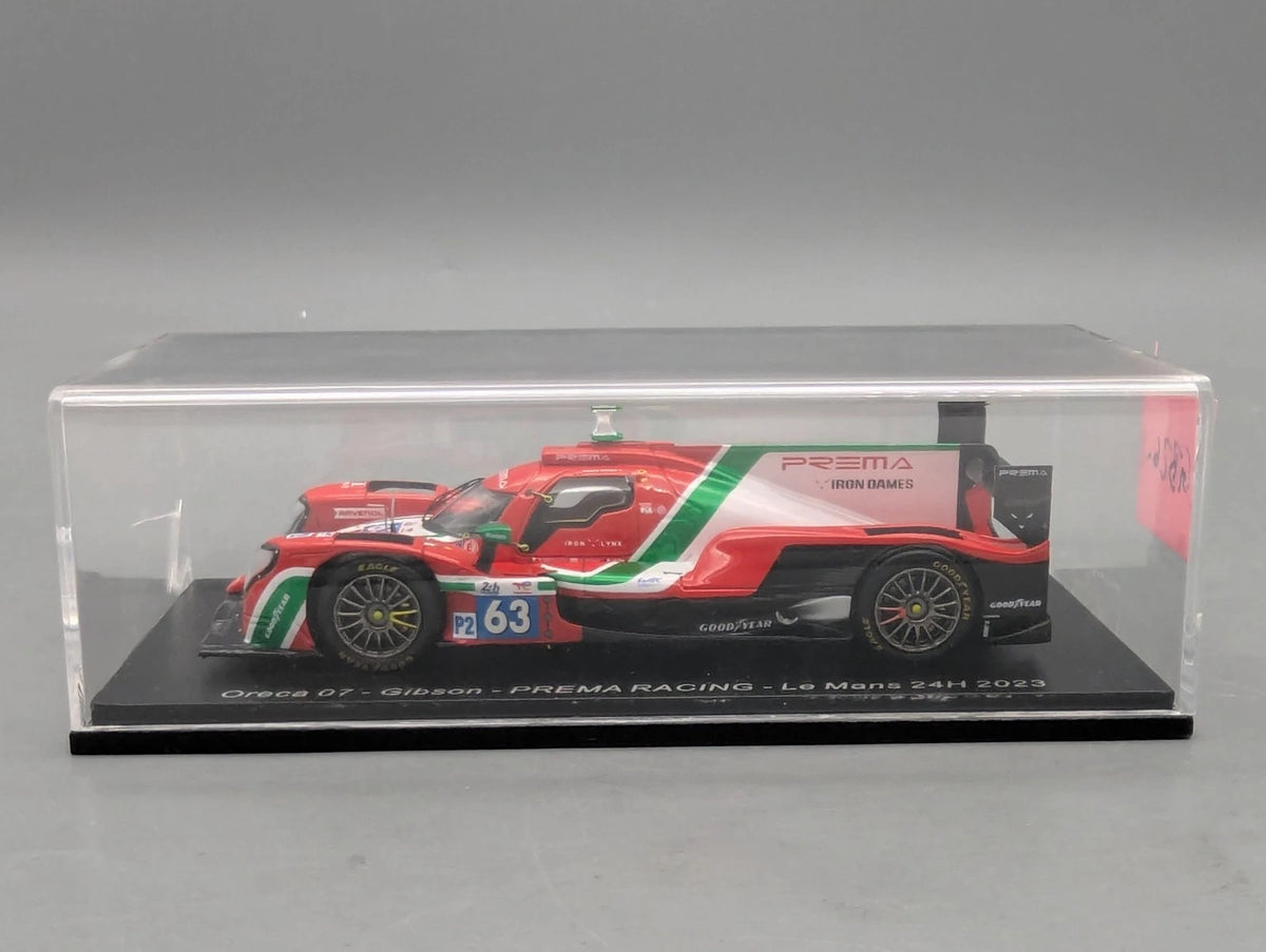 Modellautos 1:43 Spark Oreca 07 Gibson 24h Le Mans 2023 Prema #63 Vitrine
