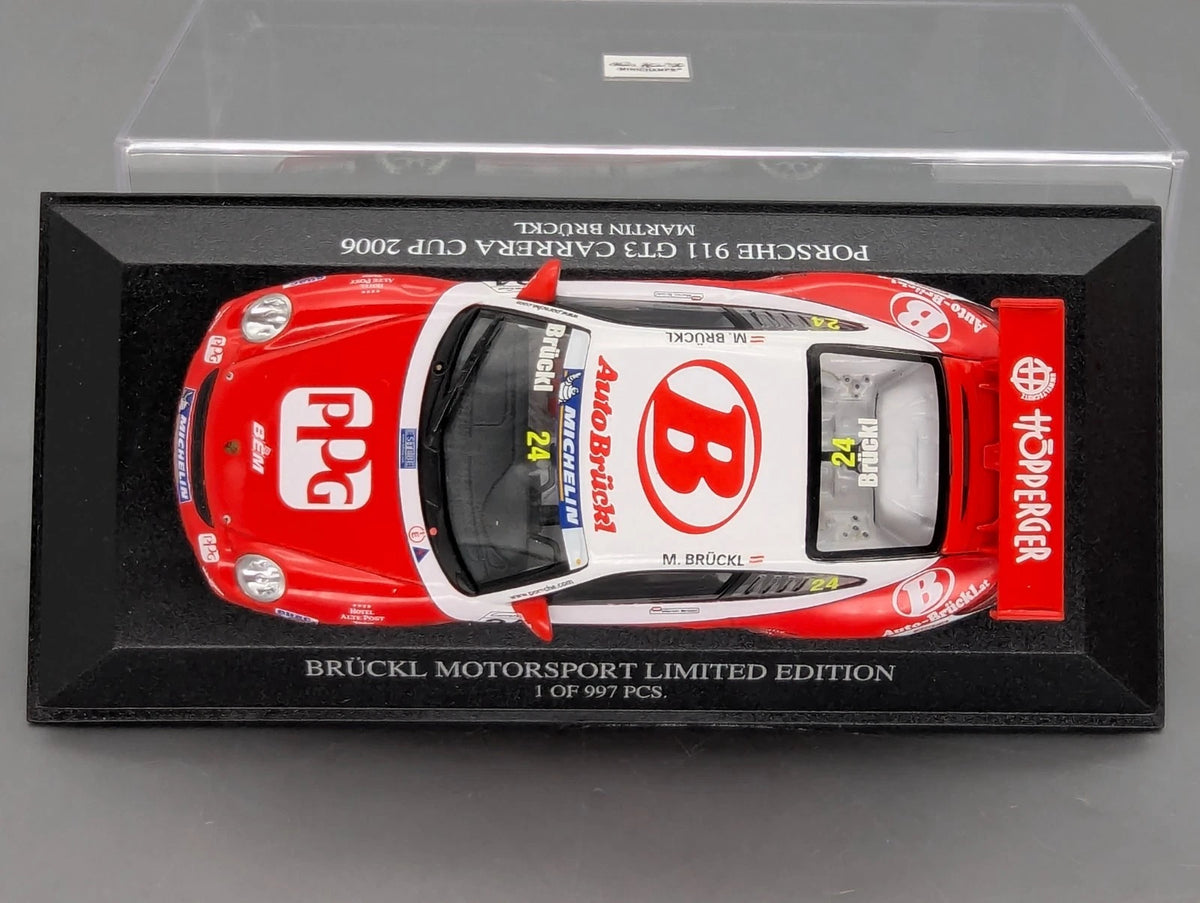 Modellautos 1:43 Minichamps Porsche 911 GT3 Carrera Cup 2006 #24 M. Brückl OVP