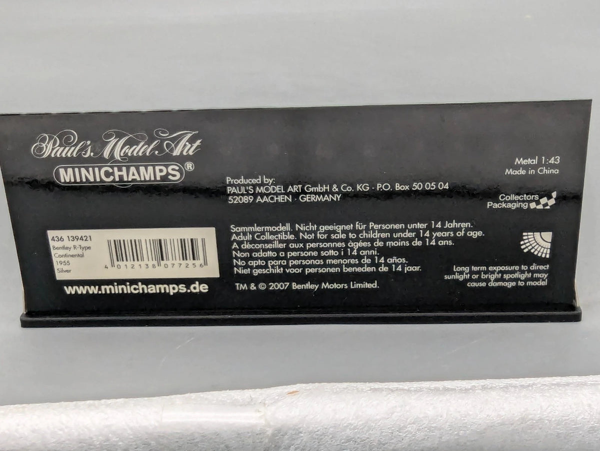 Modellautos 1:43 Minichamps Bentley R-Type Continental 1955 Silber mit OVP