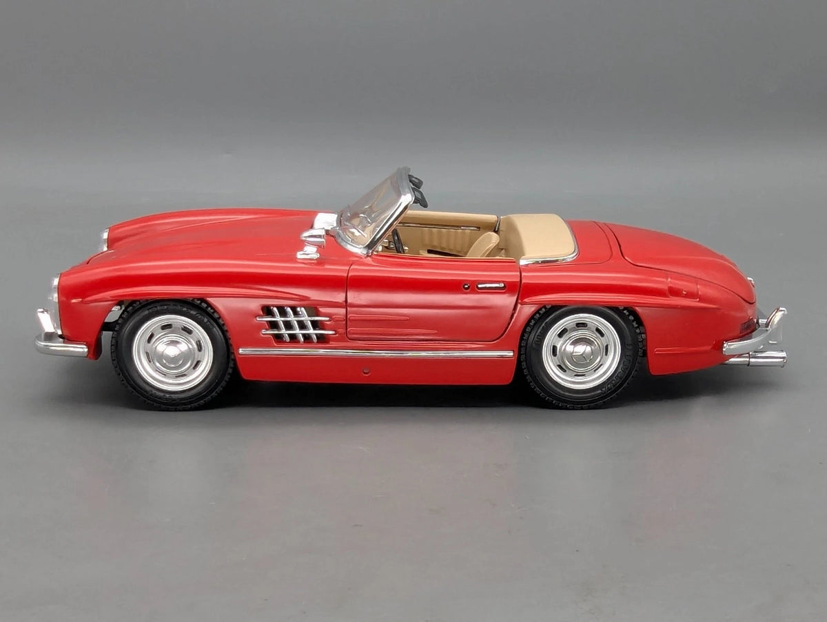 Modellautos 1:18 Bburago Mercedes Benz 300 SL Cabriolet Rot mit Vitrine