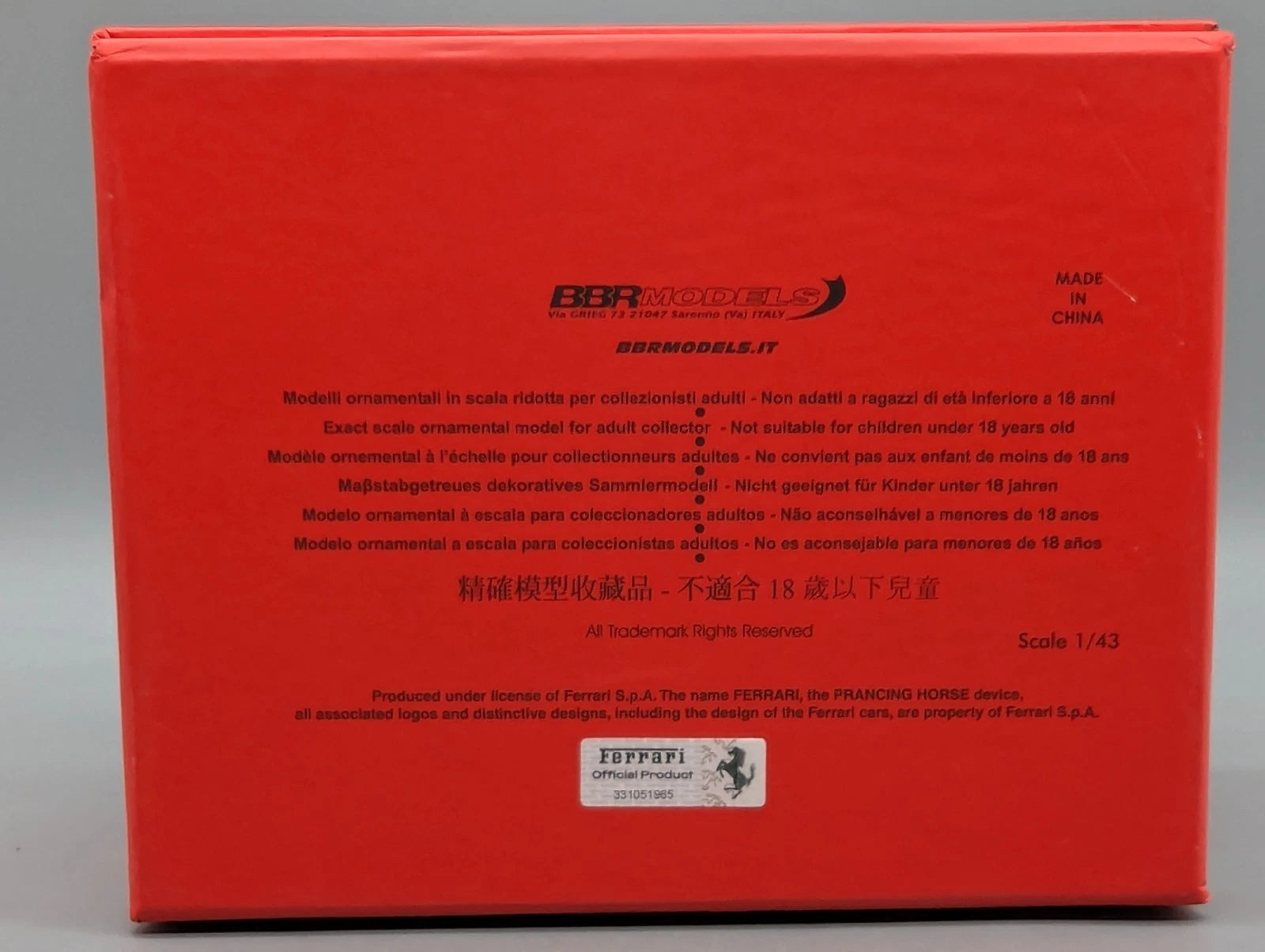 Modellautos 1:43 BBR Ferrari 365 GTS 1969 Gooding Auction 2008 Ltd 01/10 mit OVP