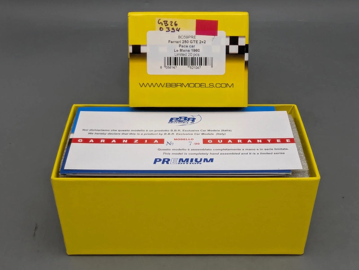 Modellautos 1:43 BBR Ferrari 250 GTE 2+2 Pace Car Le Mans 1960 07/20 Stück OVP
