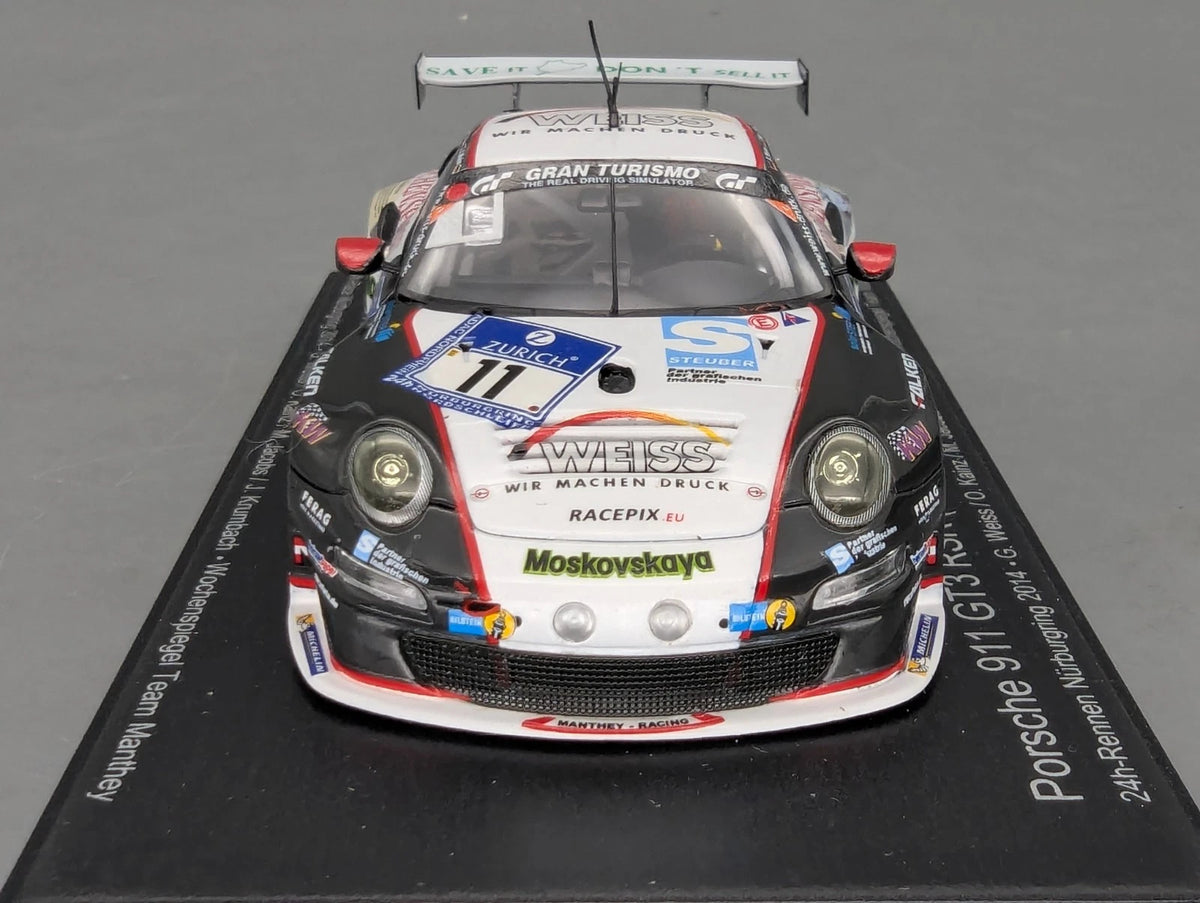 Modellautos 1:43 Spark SAM257 Porsche 911 GT3 RSR 24h Nbrg 2014 Manthey #11 OVP