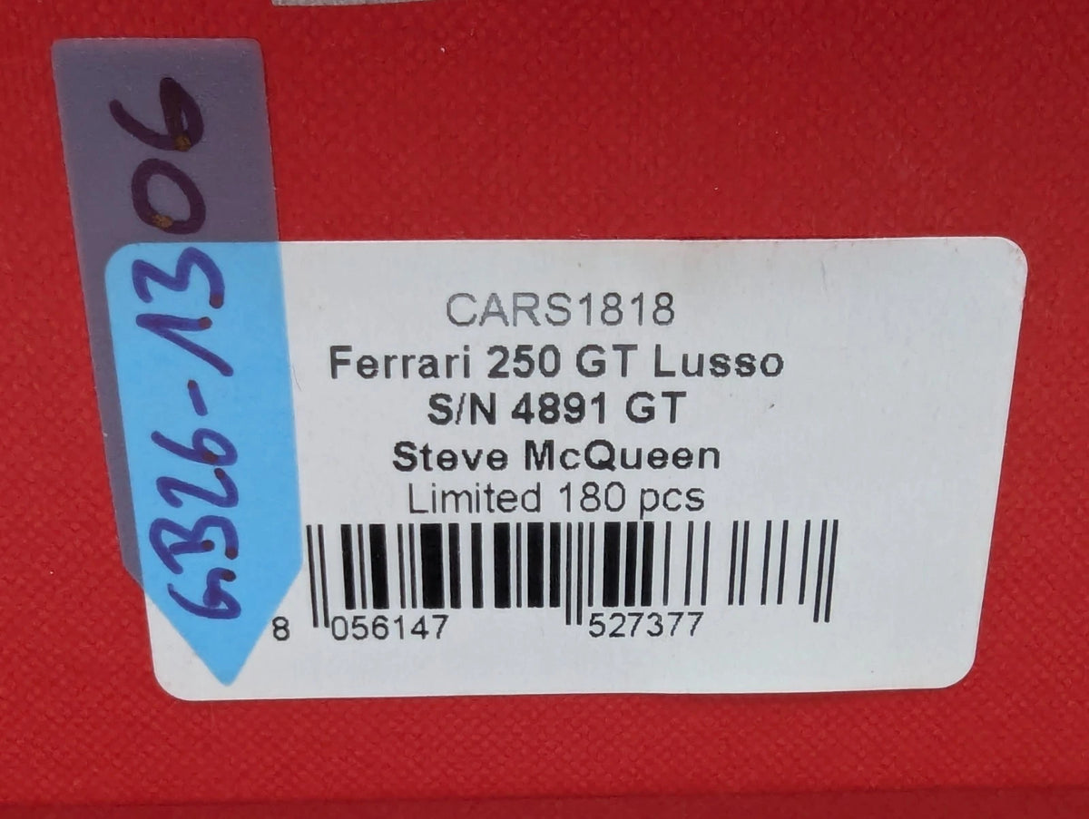 Modellautos 1:18 BBR Ferrari 250 GT Lusso S/N 4891 GT S. Mc Queen Ltd 1/180 OVP