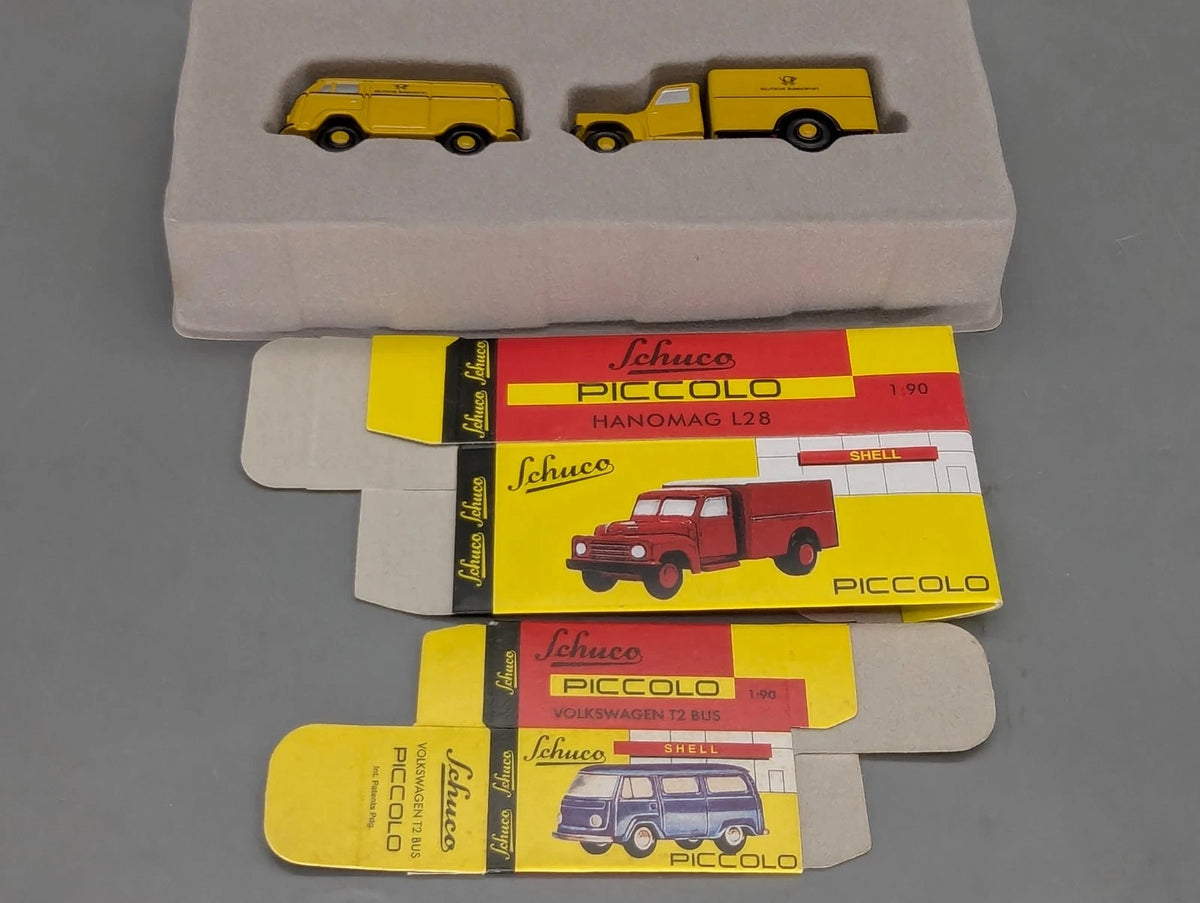 Modellautos 1:90 Schuco Piccolo Set Deutsche Bundespost VW und Hanomag 2-tlg OVP