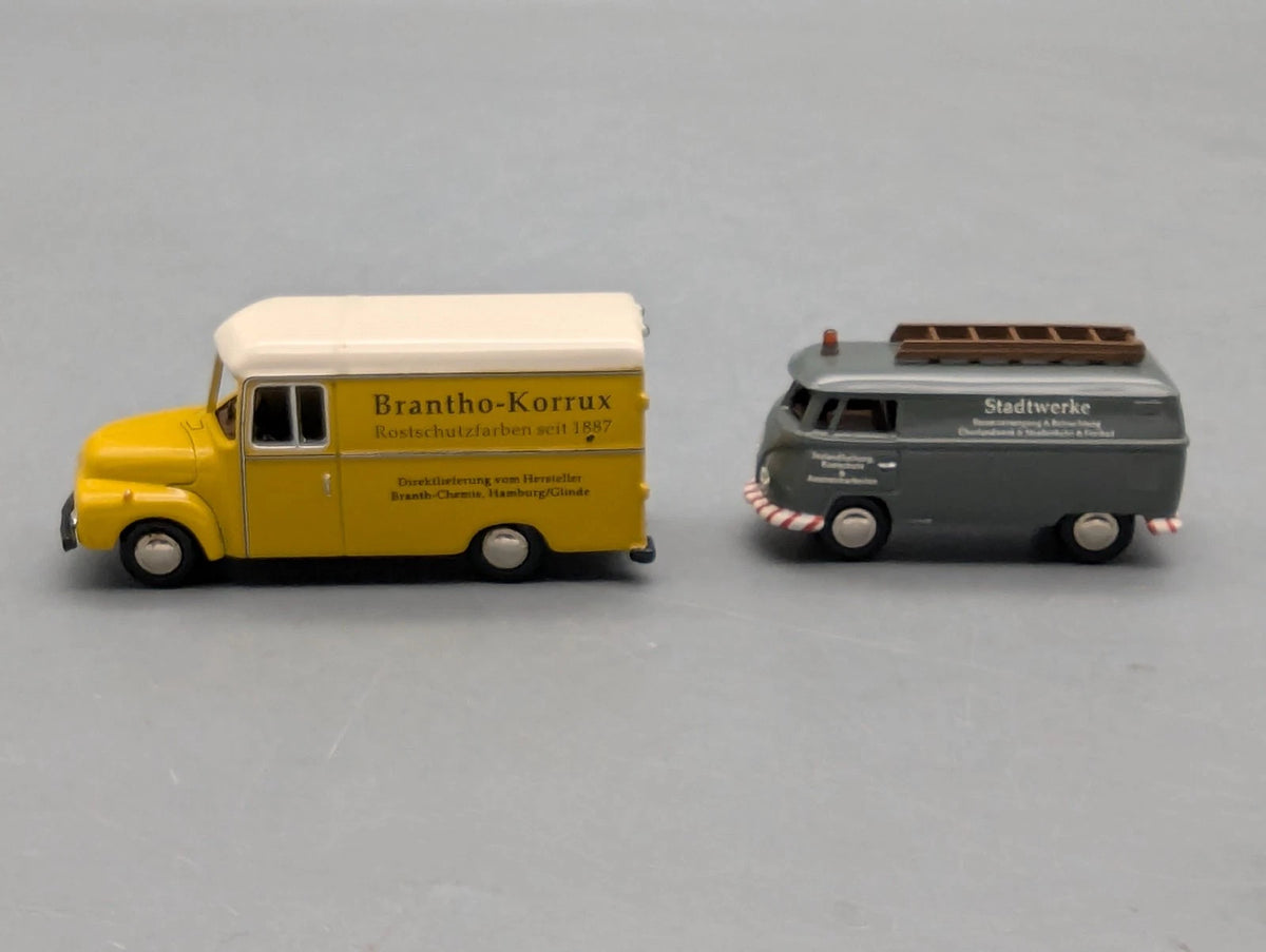 Modellautos 1:87 BUB nicht Schuco Opel Blitz und VW 2-tlg Set in Dose OVP