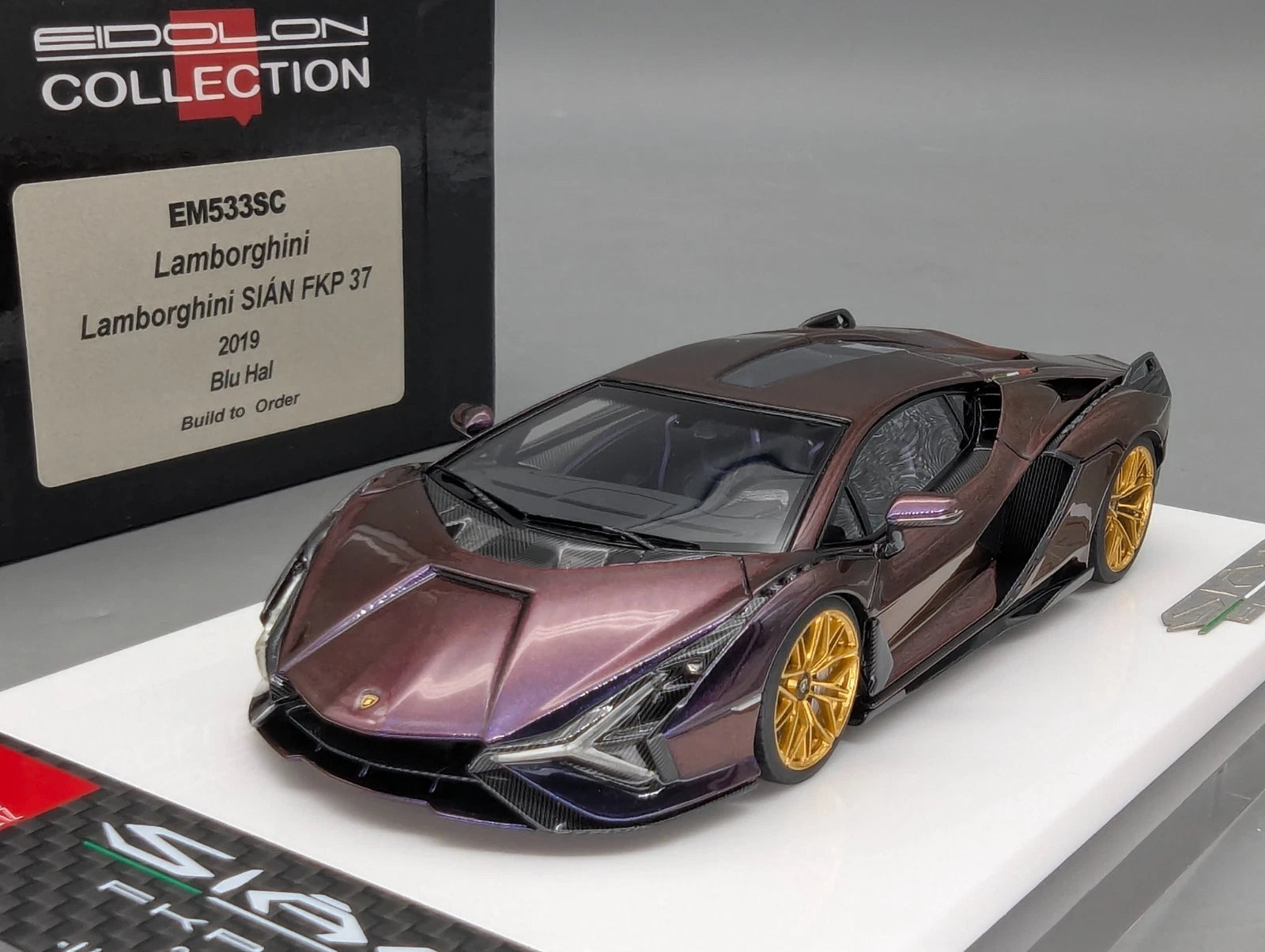 Eidolon Make Up 1:43 Lamborghini Sian FKP 37 2019 Blu Hal "Build to Order" OVP
