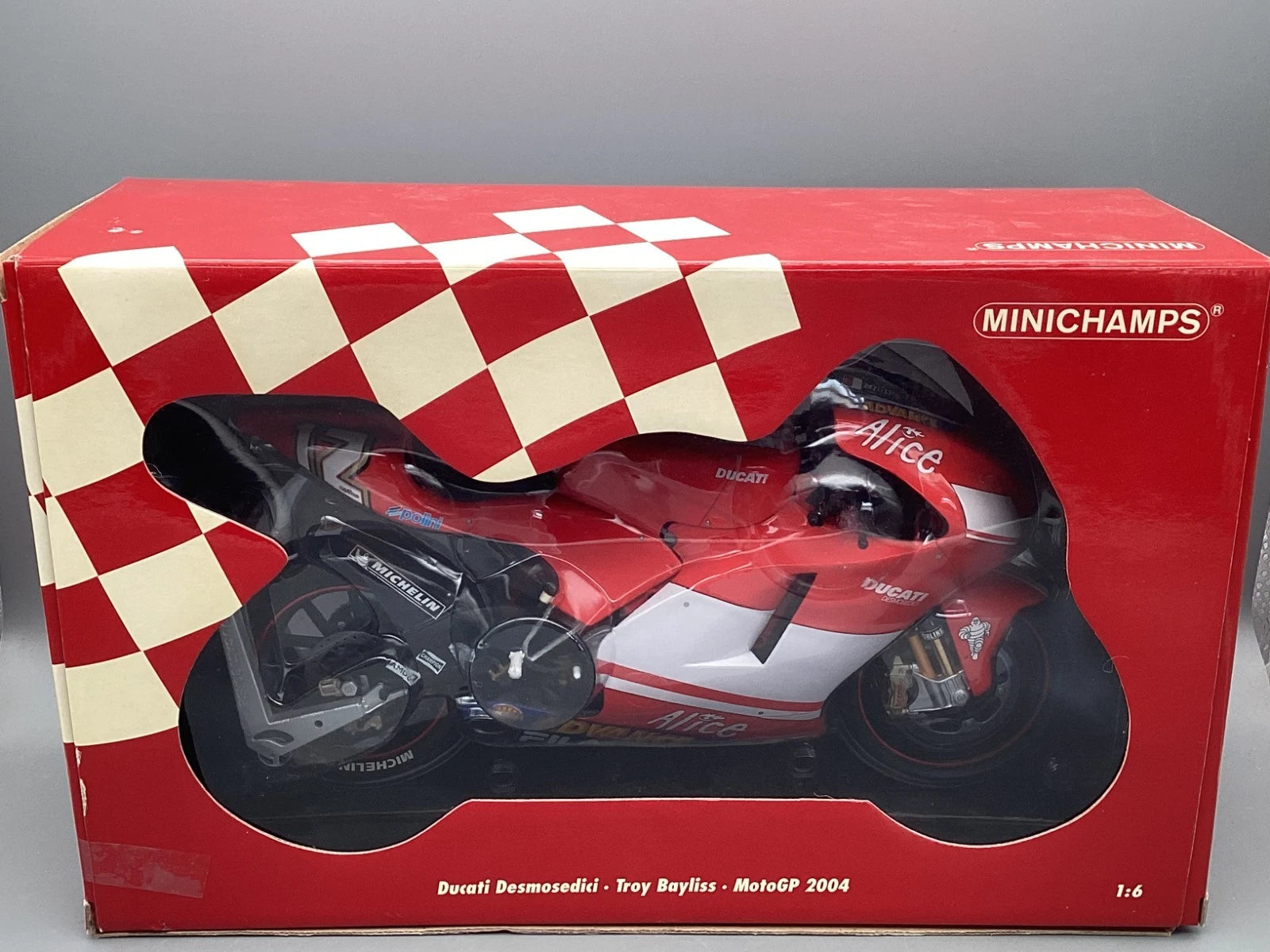 Motorrad Modell 1:6 Minichamps Ducati Desmosedici MotoGP 2004 Troy Bayliss OVP