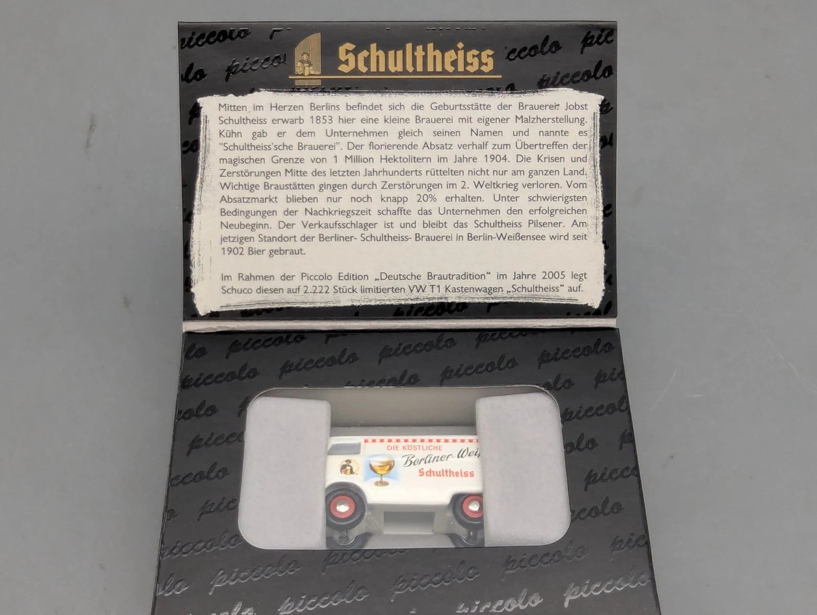 Modellautos 1:90 Schuco Volkswagen VW T1 Kasten Schultheiss 2005 mit OVP