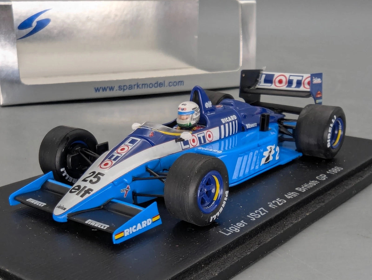 Modellautos 1:43 Spark S3971 Ligier JS27 GB GP 1986 #25 Rene Arnoux mit OVP