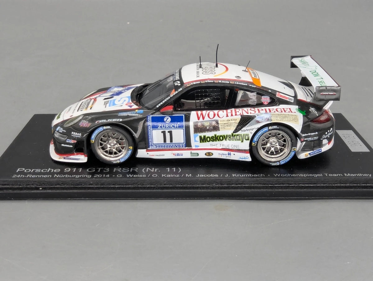 Modellautos 1:43 Spark SAM257 Porsche 911 GT3 RSR 24h Nbrg 2014 Manthey #11 OVP
