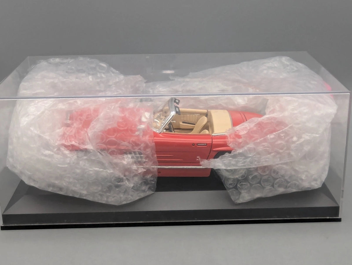 Modellautos 1:18 Bburago Mercedes Benz 300 SL Cabriolet Rot mit Vitrine