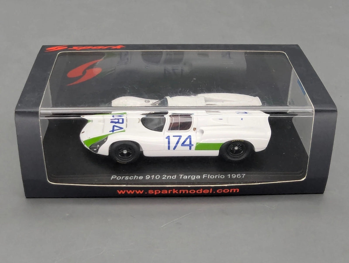 Modellautos 1:43 Spark S9237 Porsche 910 2nd Targa Florio 1967 #174 mit OVP
