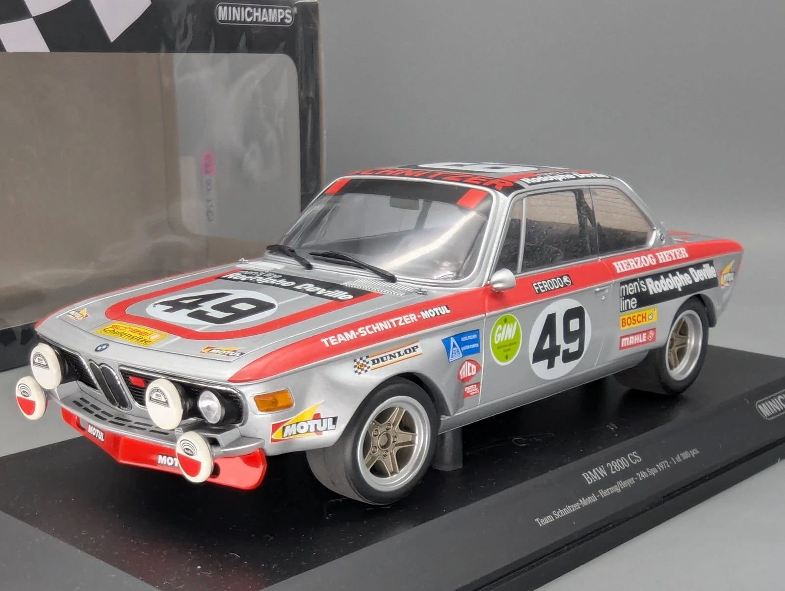 Modellautos 1:18 Minichamps BMW 2800 CS 24h Spa 1972 #49 Herzog + Heyer mit OVP