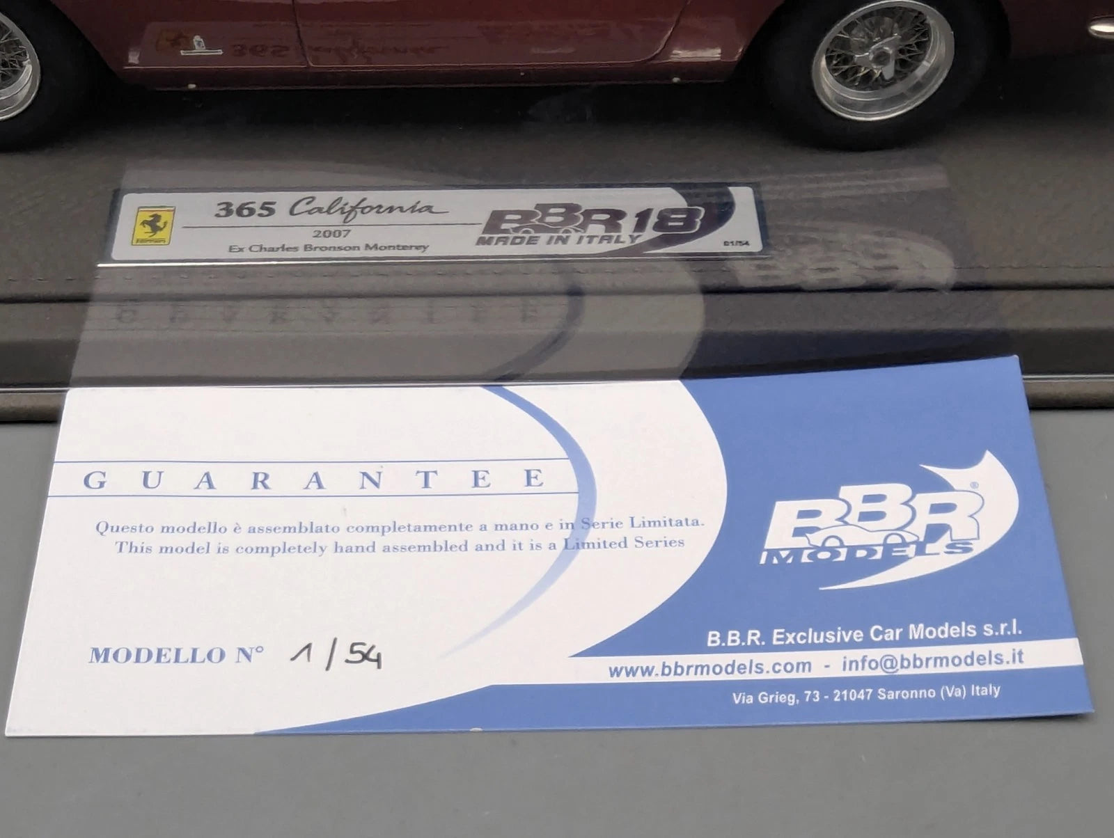 Modellautos 1:18 BBR Ferrari 365 California 2007 Charles Bronson Ltd 01/54 OVP