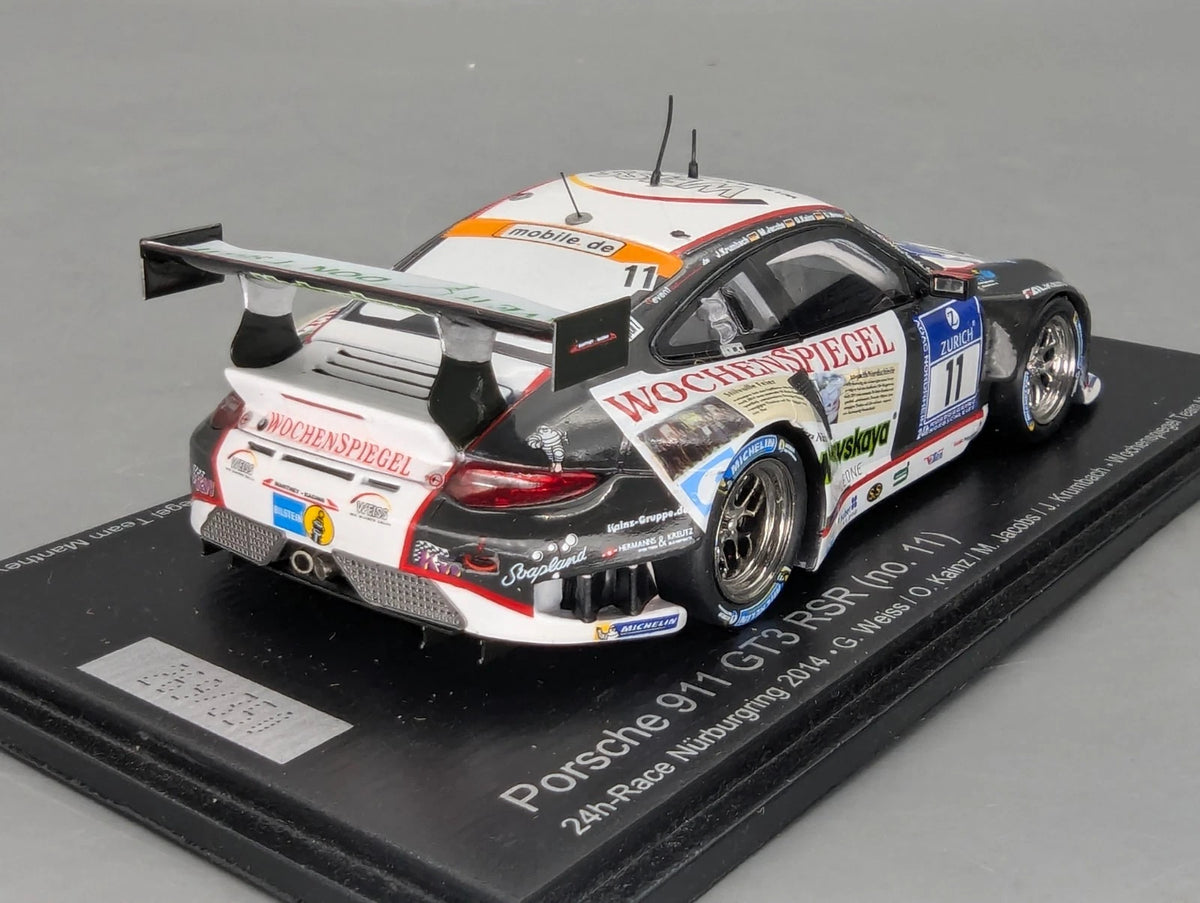 Modellautos 1:43 Spark SAM257 Porsche 911 GT3 RSR 24h Nbrg 2014 Manthey #11 OVP
