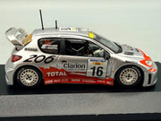 Modellautos 1:43 Ixo Peugeot 206 WRC Winner Catalunya 2001 #16 mit OVP