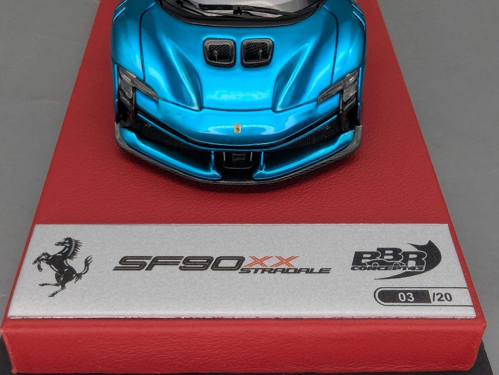 Modellautos 1:43 BBR Concept43 Ferrari SF90XX Stradale Chrome Blue Ltd 03/20 OVP