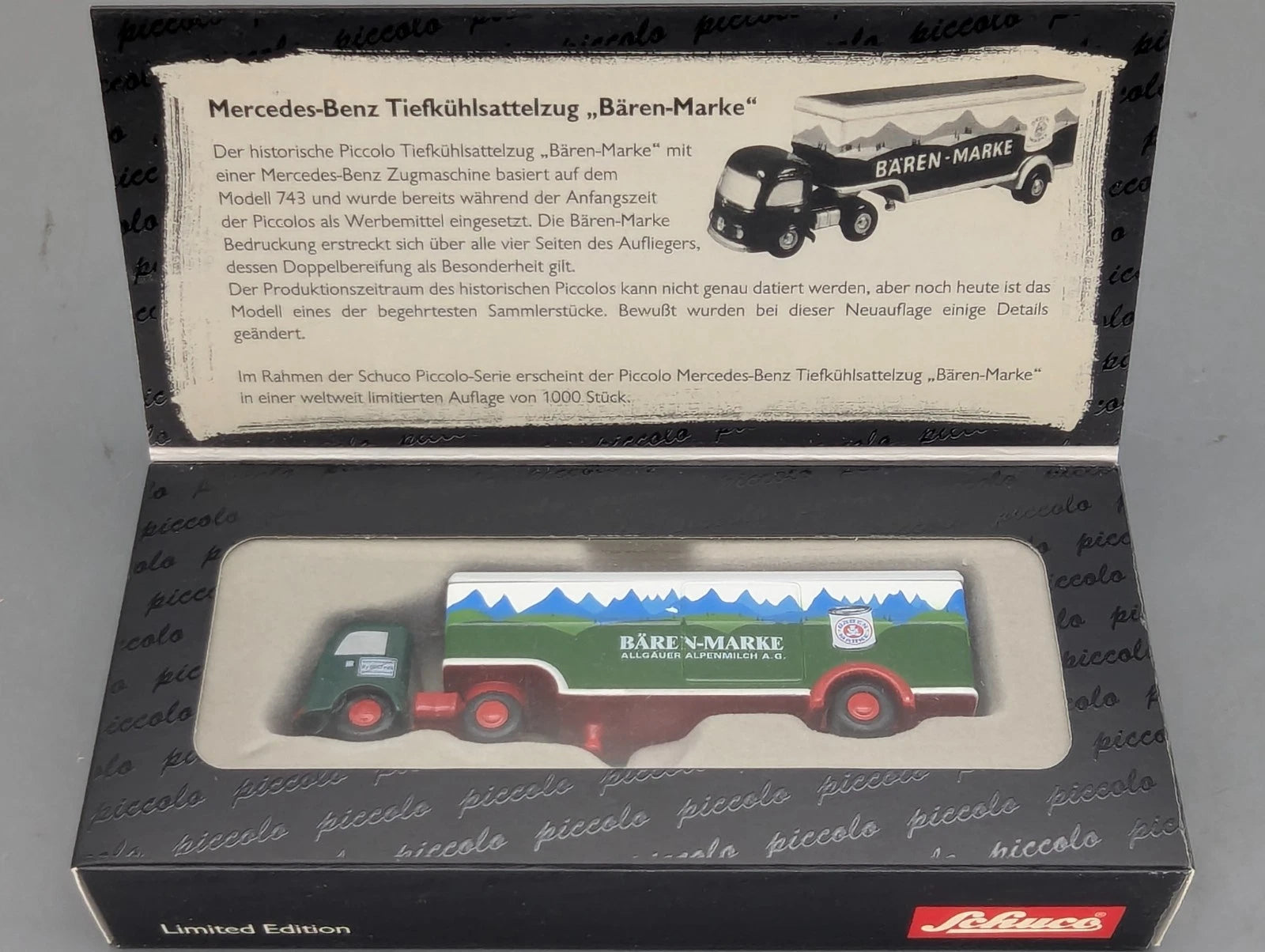 LKW Modell 1:90 Schuco Piccolo Mercedes-Benz Tiefkühlsattelzug Bären-Marke OVP