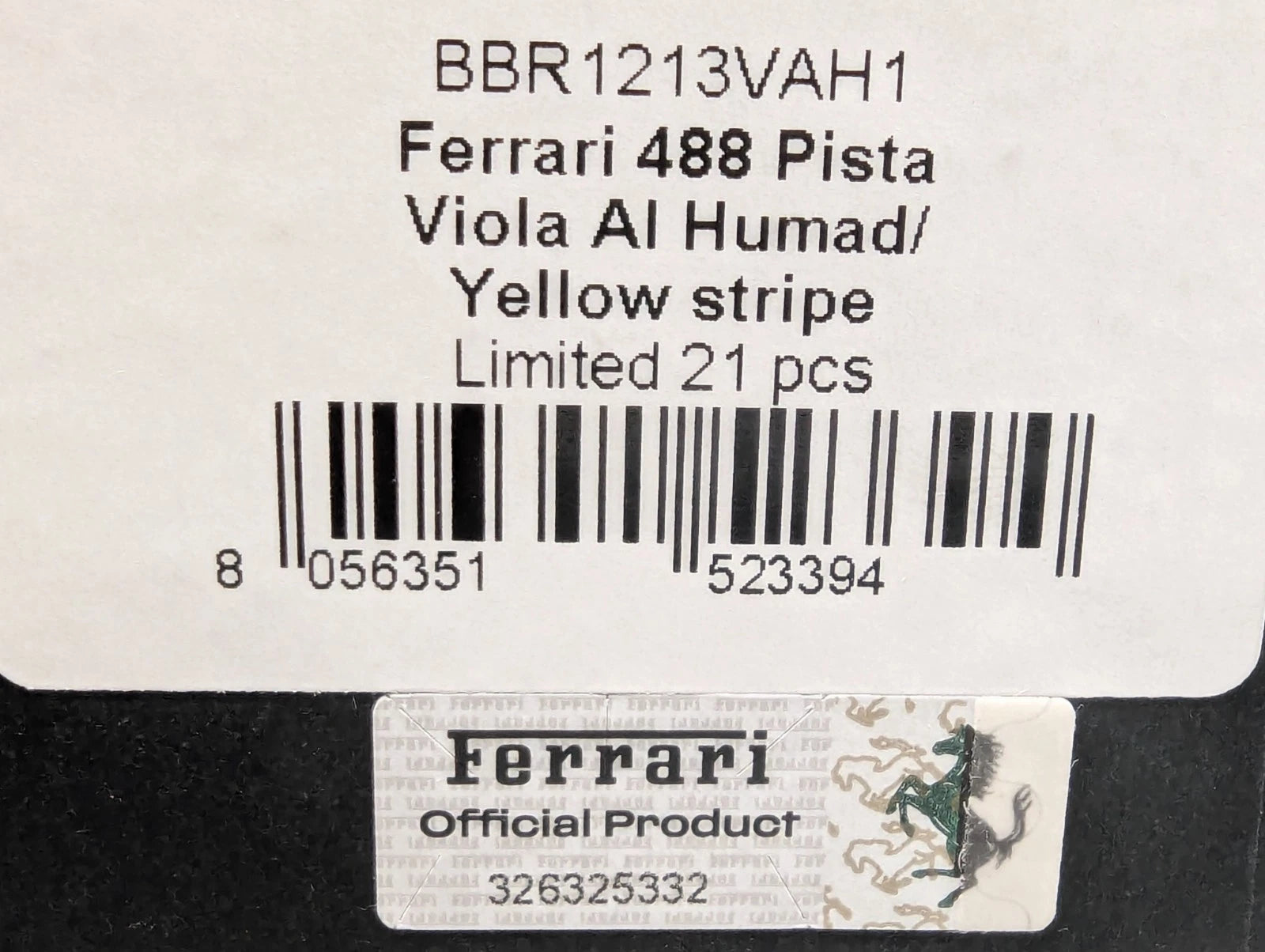 Modellautos 1:12 BBR Ferrari 488 Pista Viola Al Humad Ltd 21/21 Stück OVP