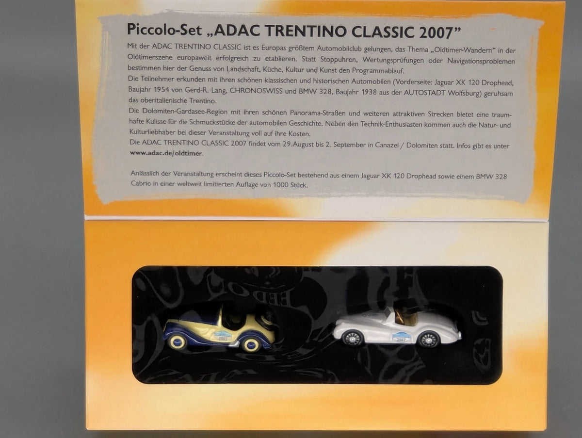 Modellautos 1:90 Schuco Piccolo Set ADAC Trentino Classic 2007 BMW + Jaguar OVP