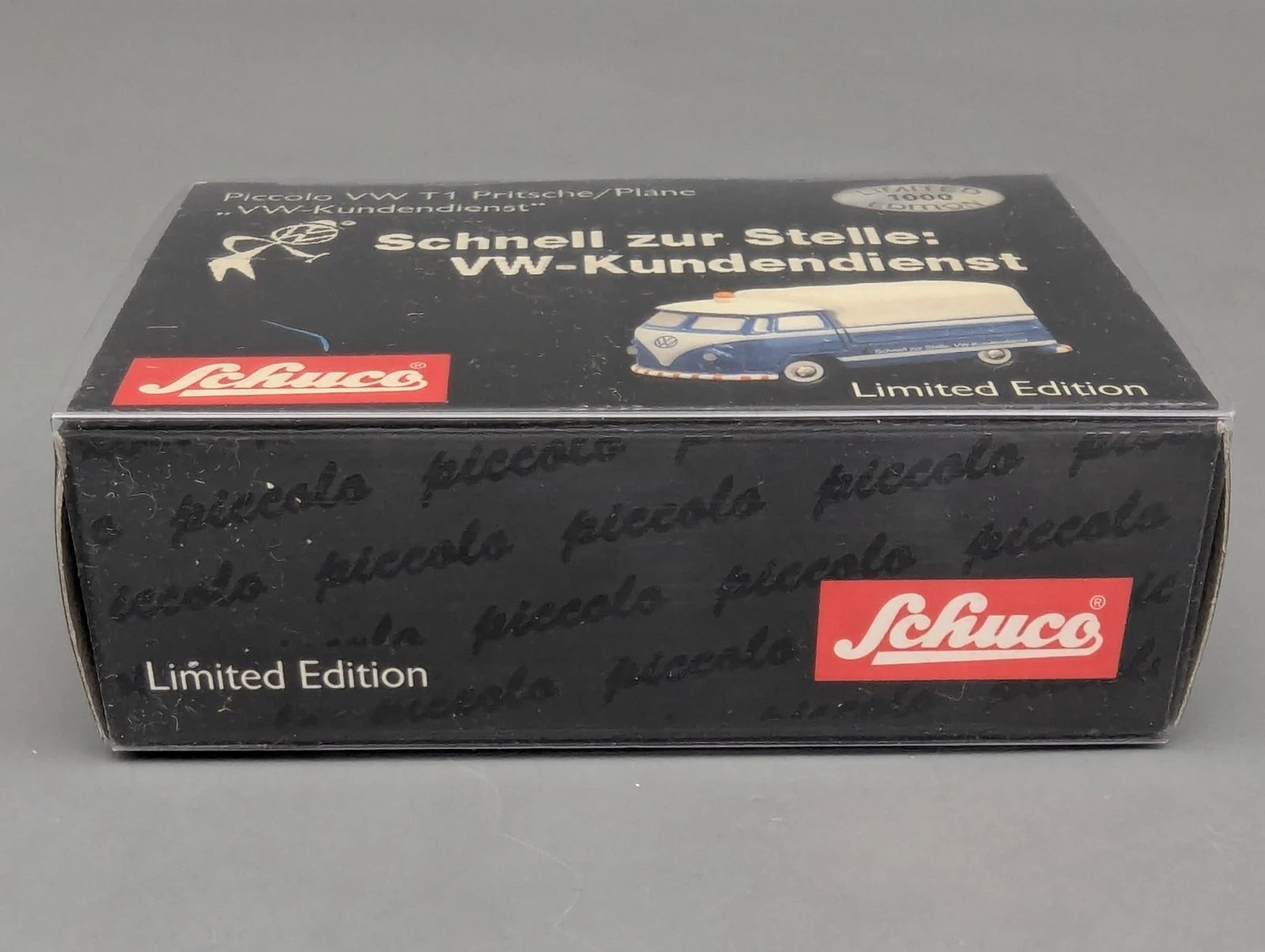 Modellautos 1:90 Schuco Piccolo VW T1 Pritsche / Plane VW-Kundendienst in OVP