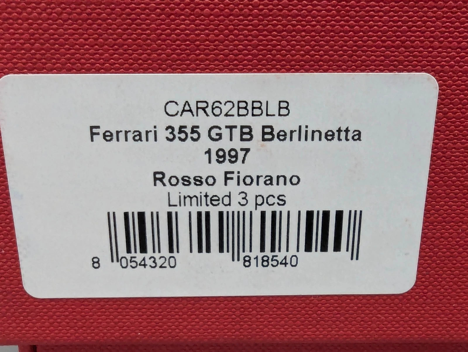 Modellautos 1:43 BBR Ferrari F355 GTB Berlinetta 1998 01/03 Rosso Fiorano OVP