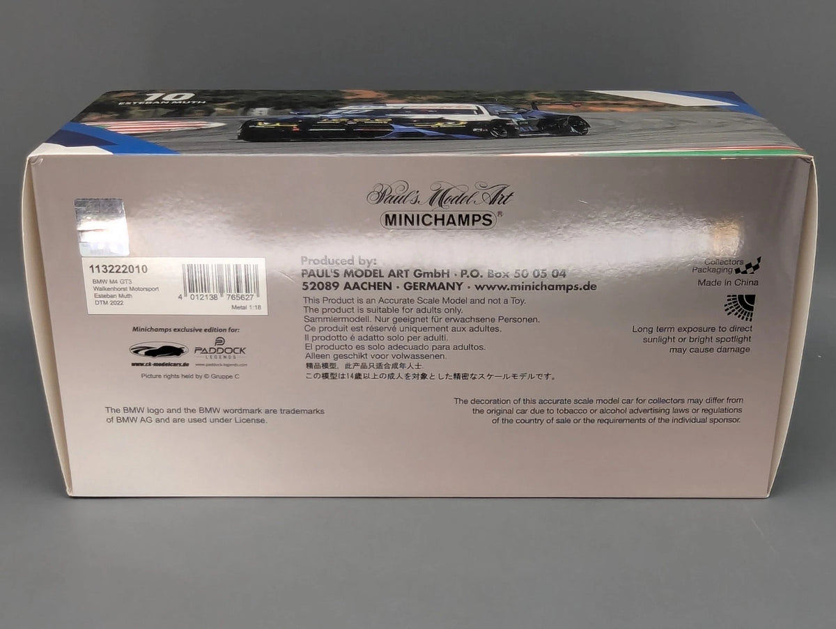 Modellautos 1:18 Minichamps BMW M4 GT3 DTM 2022 Walkenhorst #10 E. Muth mit OVP