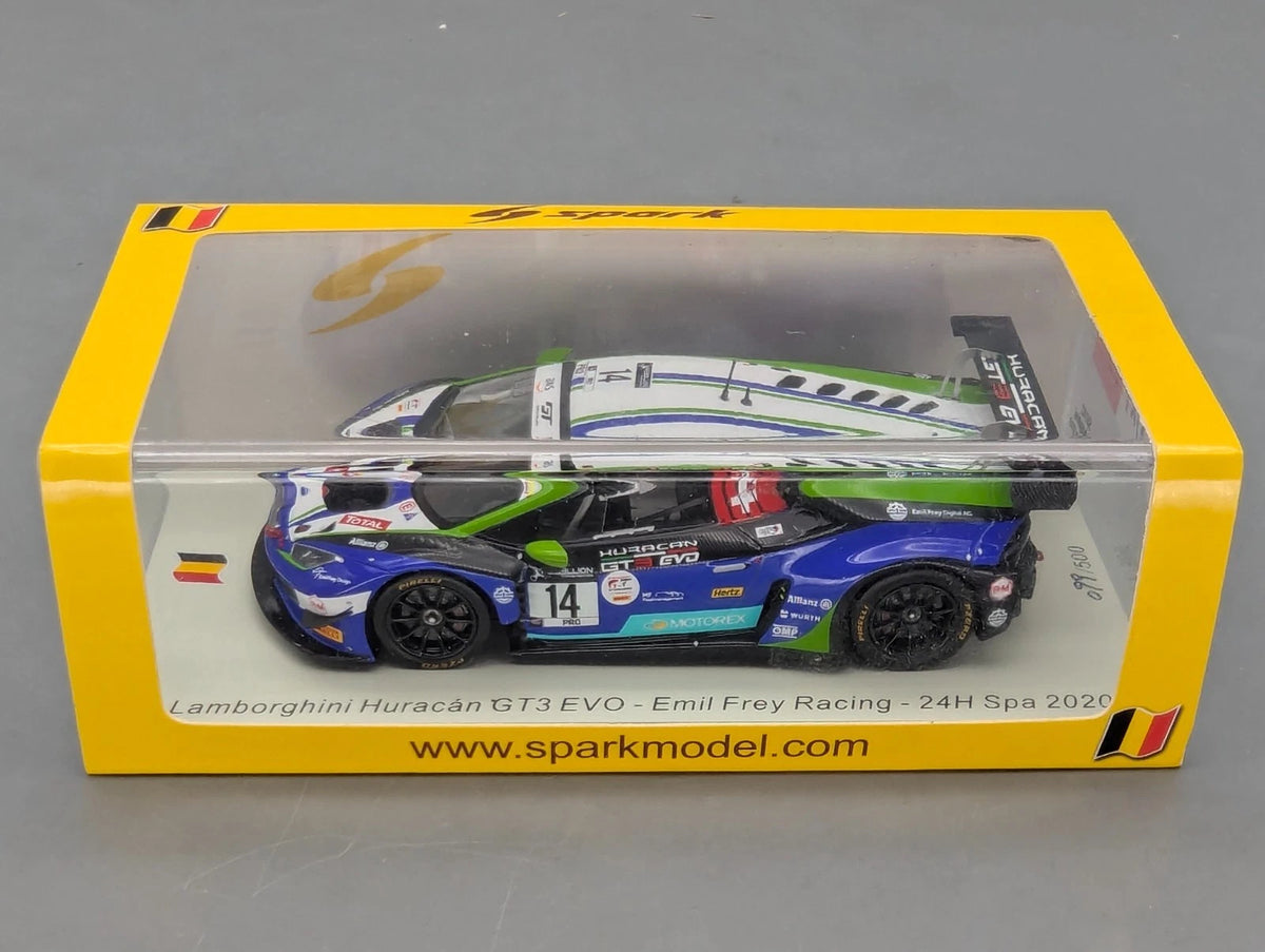 Modellautos 1:43 Spark SB382 Lamborghini Huracan GT3 EVO 24h Spa 2020 #14 OVP
