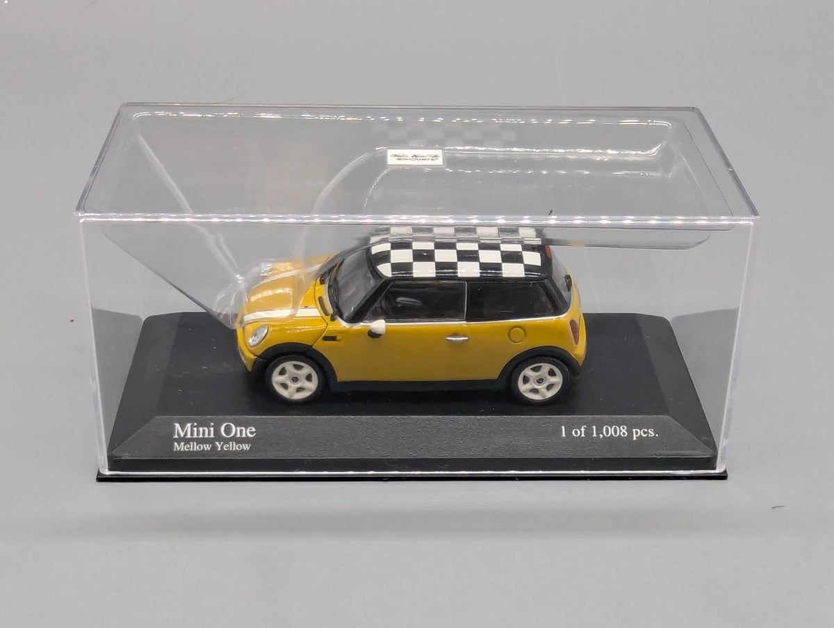 Modellautos 1:43 Minichamps Mini One 2001 Mellow Yellow Haube zum Öffnen mit OVP