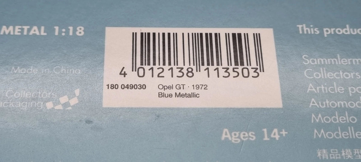Modellautos 1:18 Minichamps 180 049030 Opel GT blau metallic 1972 Ltd 1/702 OVP
