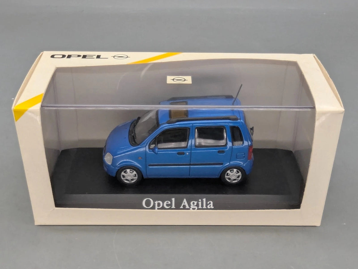 Modellautos 1:43 Minichamps Opel Agila Blau Metallic mit Dealer OVP